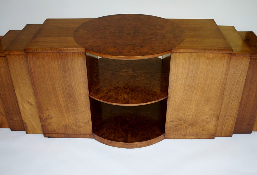 Art deco walnut coffee table / nests 3 tables each side, circa 1920s – A rare vintage treasure