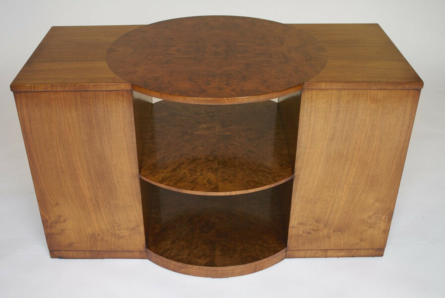 Art deco walnut coffee table / nests 3 tables each side, circa 1920s – A rare vintage treasure