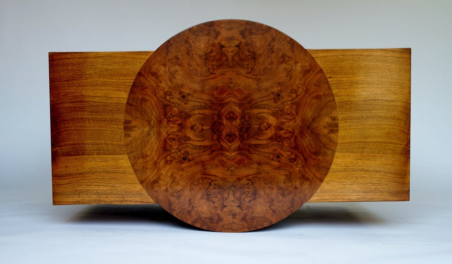 Art deco walnut coffee table / nests 3 tables each side, circa 1920s – A rare vintage treasure