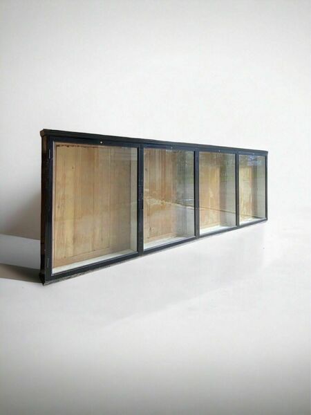 Huge early mid c20th black school lab shop display cabinet wall cupboard – A rare vintage treasure
