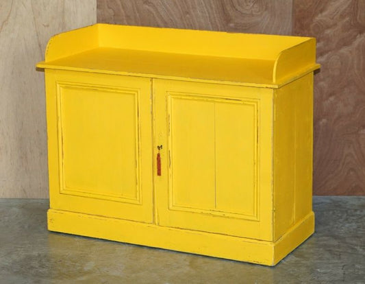 Antique circa 1880 hungarian hand painted yellow pine kitchen sideboard stand – A rare vintage treasure