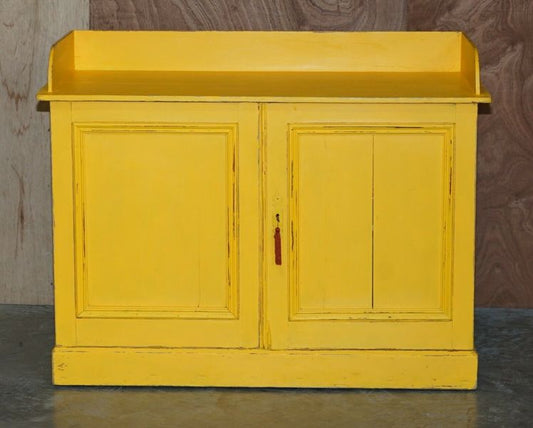Antique circa 1880 hungarian hand painted yellow pine kitchen sideboard stand – A rare vintage treasure