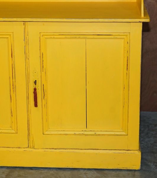 Antique circa 1880 hungarian hand painted yellow pine kitchen sideboard stand – A rare vintage treasure