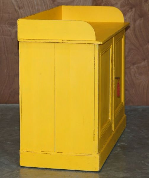 Antique circa 1880 hungarian hand painted yellow pine kitchen sideboard stand – A rare vintage treasure