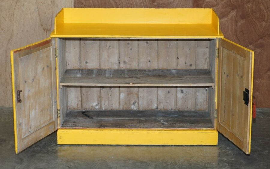 Antique circa 1880 hungarian hand painted yellow pine kitchen sideboard stand – A rare vintage treasure
