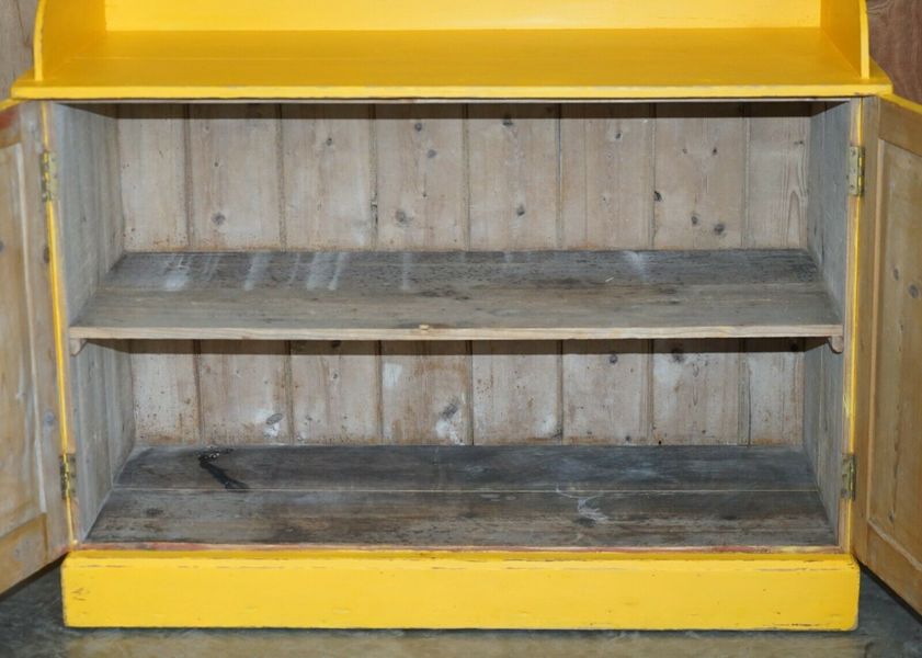 Antique circa 1880 hungarian hand painted yellow pine kitchen sideboard stand – A rare vintage treasure