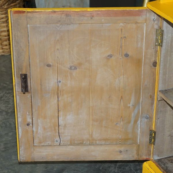 Antique circa 1880 hungarian hand painted yellow pine kitchen sideboard stand – A rare vintage treasure